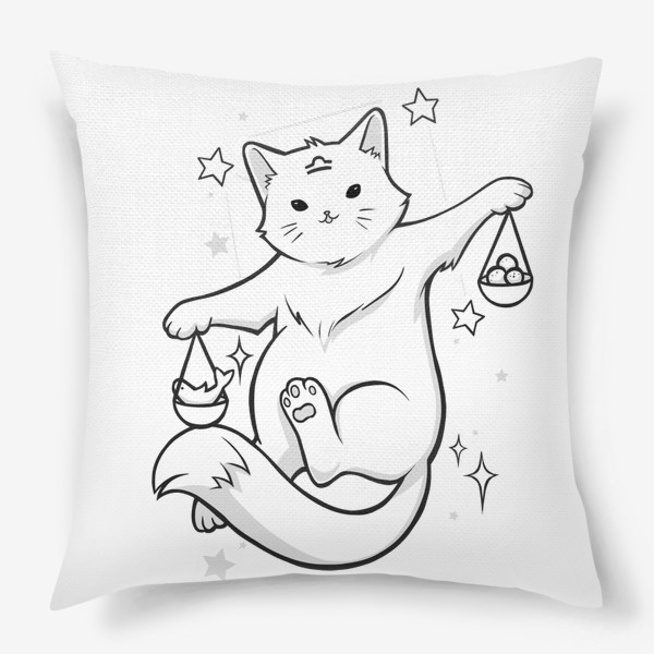 Подушка «Весы, знак Зодиака, астрологический кот»