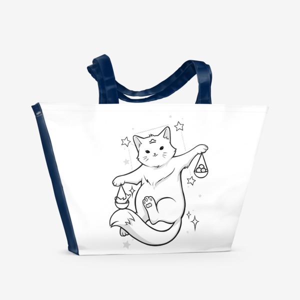 Пляжная сумка &laquo;Весы, знак Зодиака, астрологический кот&raquo;