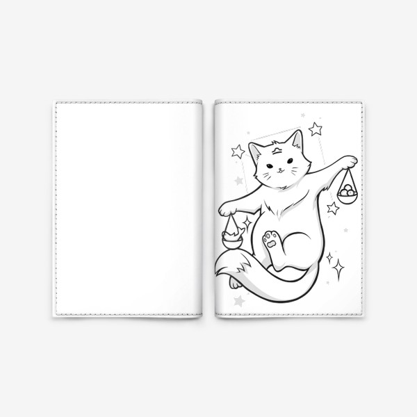 Обложка для паспорта «Весы, знак Зодиака, астрологический кот»