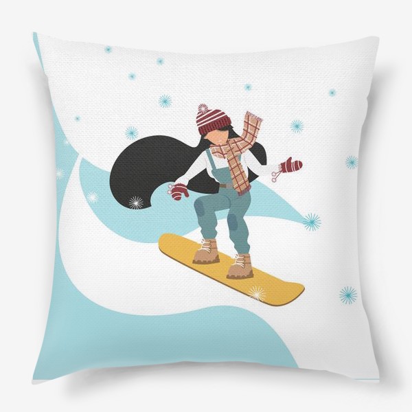 Подушка «Девушка на сноуборде»