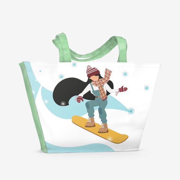 Пляжная сумка «Девушка на сноуборде»