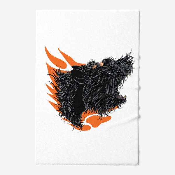 Полотенце &laquo;Русский черный терьер (черныш, собака) на оранжевом фоне&raquo;