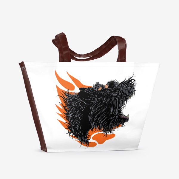 Пляжная сумка &laquo;Русский черный терьер (черныш, собака) на оранжевом фоне&raquo;
