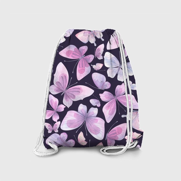 Рюкзак «Сиреневые и розовые бабочки. Акварель паттерн.»