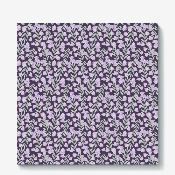 Холст «Растительный орнамент на фиолетовом фоне»