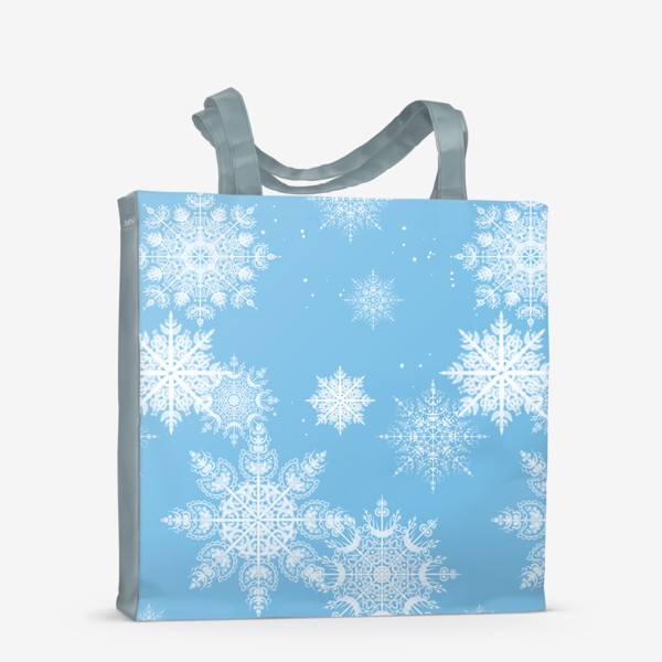 Сумка-шоппер «Ажурные снежинки на голубом фоне»