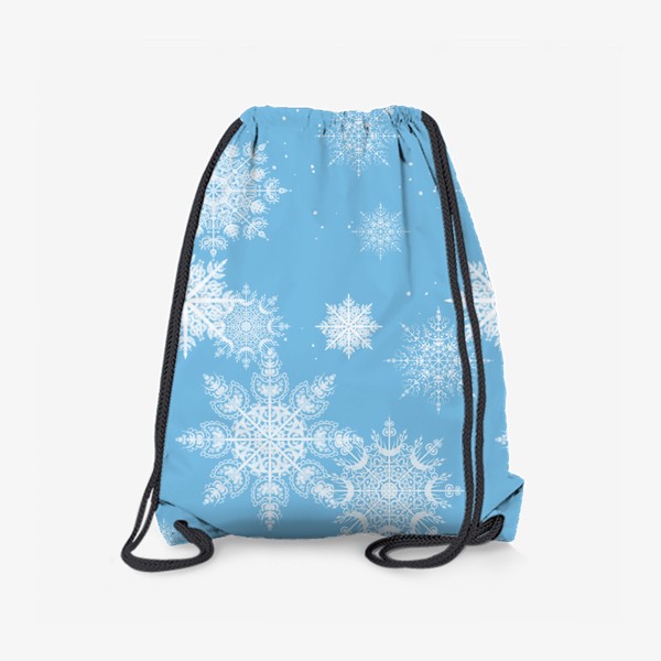 Рюкзак «Ажурные снежинки на голубом фоне»