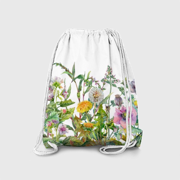 Рюкзак «Маки, ромашки, одуванчики. Акварельные полевые цветы»