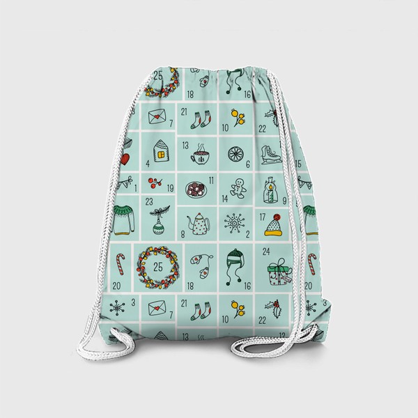 Рюкзак «Паттерн с милыми зимними элементами в стиле дудл. Адвент календарь»