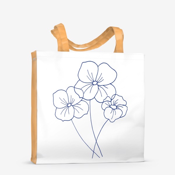 Сумка-шоппер «Три цветочка на белом»