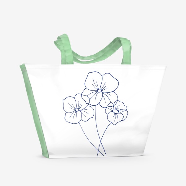 Пляжная сумка «Три цветочка на белом»