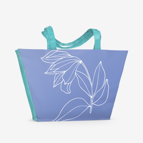 Пляжная сумка «Белый цветок на синем»