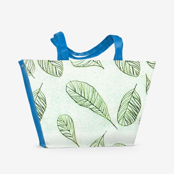 Пляжная сумка &laquo;Бесшовный паттерн Зелёные листья&raquo;