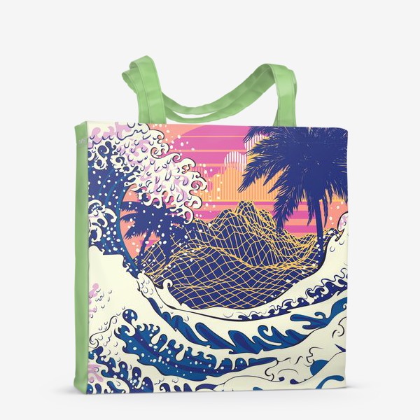 Сумка-шоппер «Ретро дизайн большие волны и пальмы»