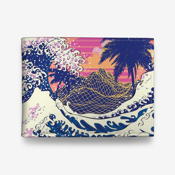 Кошелек «Ретро дизайн большие волны и пальмы»