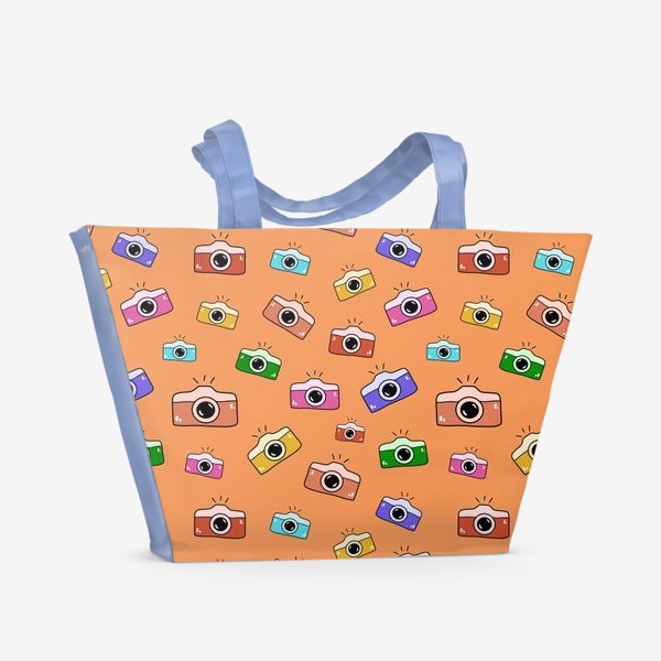 Пляжная сумка «Паттерн с разноцветными фотокамерами»