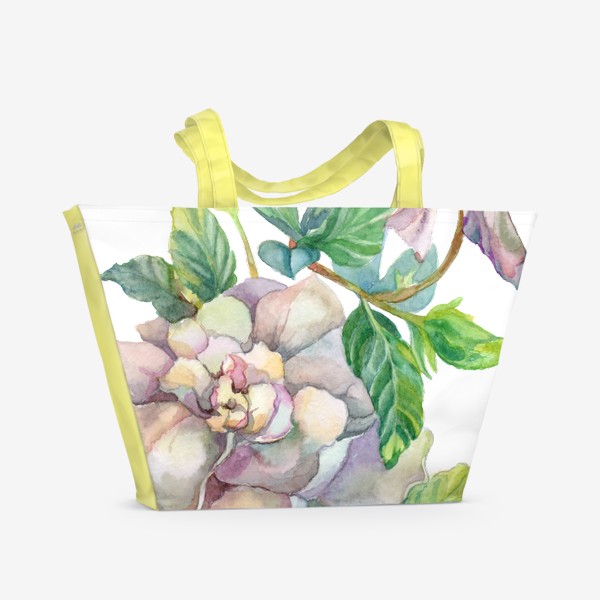 Пляжная сумка &laquo;Цветок Гардения. Акварельная иллюстрация на прозрачном фоне&raquo;