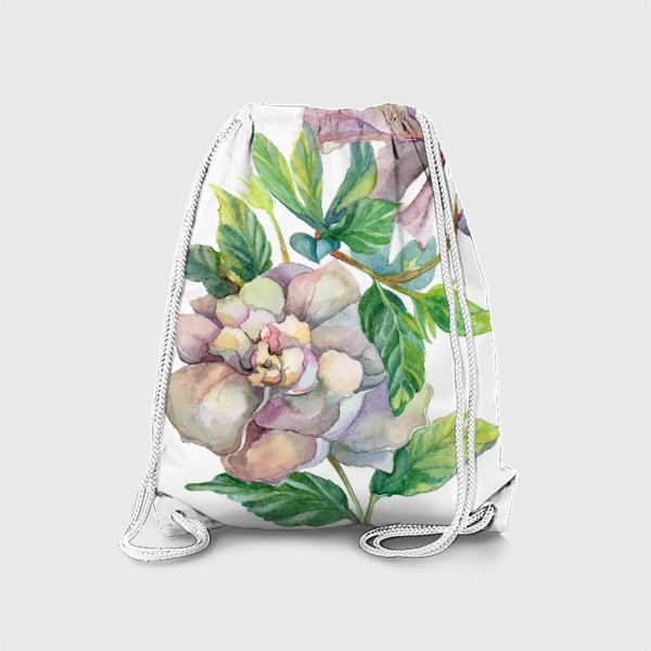 Рюкзак «Цветок Гардения. Акварельная иллюстрация на прозрачном фоне»