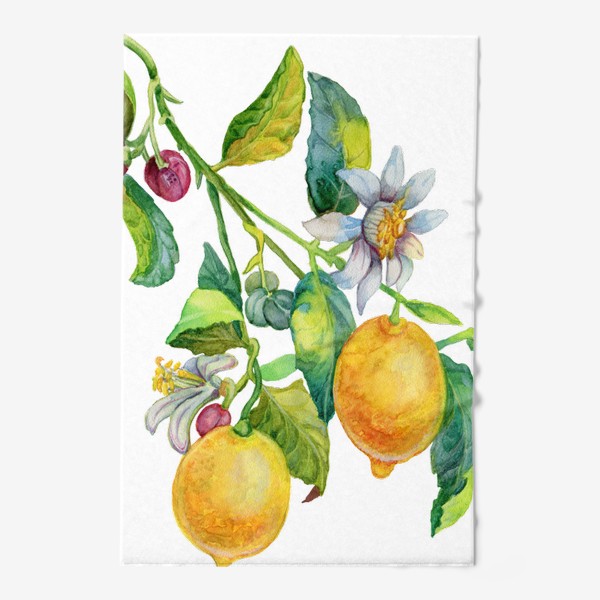 Полотенце «Ветка лимона с цветками и плодами»