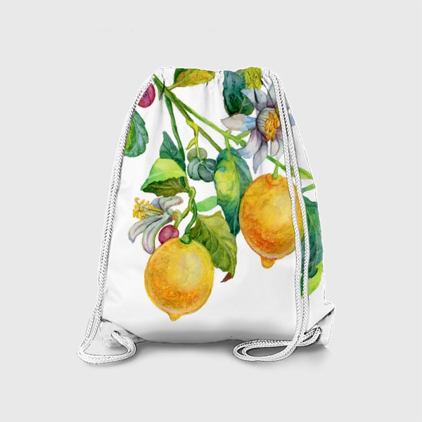 Рюкзак «Ветка лимона с цветками и плодами»