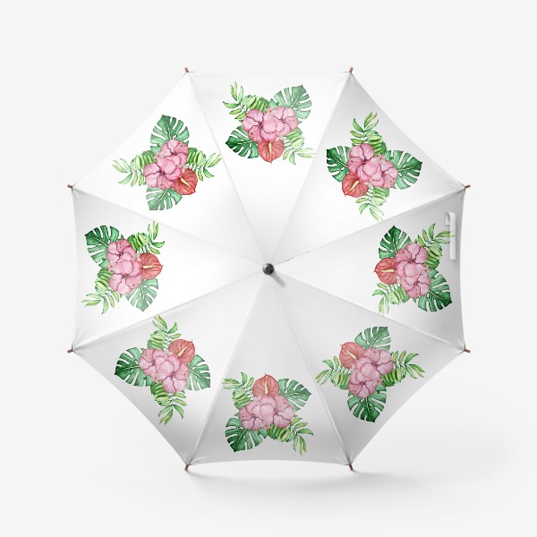 Зонт «Композиция из тропических цветов. Акварель.»