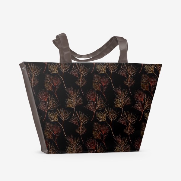 Пляжная сумка «Паттерн сухоцветы на черном фоне»