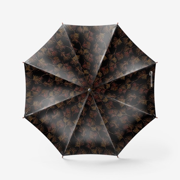 Зонт «Паттерн сухоцветы на черном фоне»