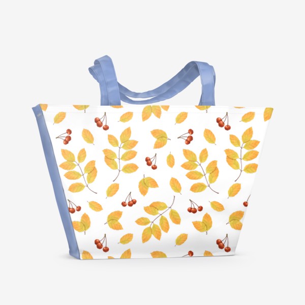 Пляжная сумка «Осенние листья и ягоды паттерн»
