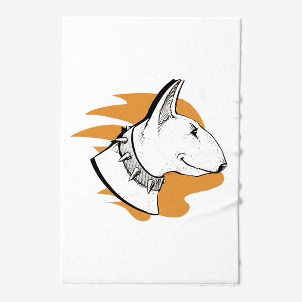 Полотенце «Бультерьер на оранжевом фоне (серия для любителей собак)»
