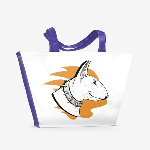 Пляжная сумка «Бультерьер на оранжевом фоне (серия для любителей собак)»