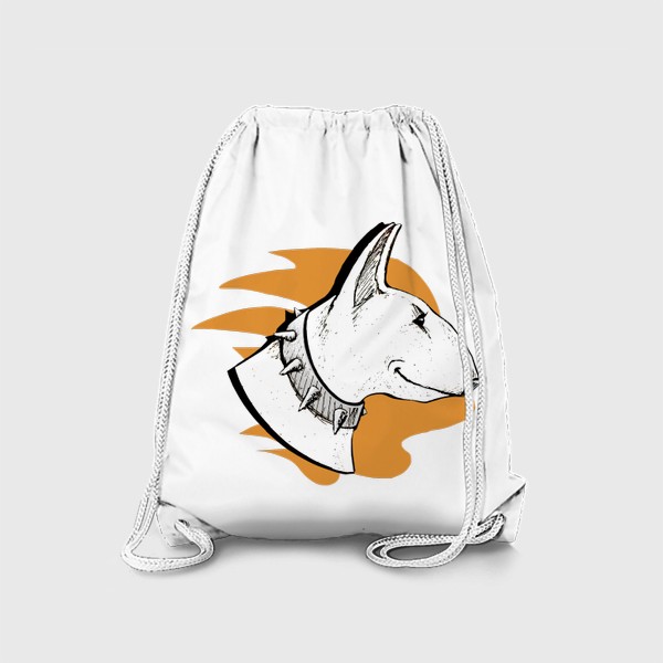 Рюкзак «Бультерьер на оранжевом фоне (серия для любителей собак)»