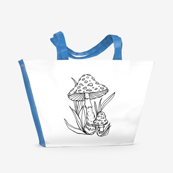 Пляжная сумка «Мухоморы в траве»