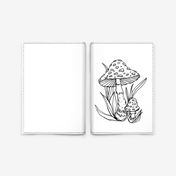 Обложка для паспорта «Мухоморы в траве»