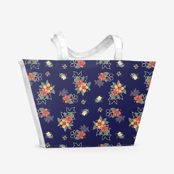 Пляжная сумка «Экзотические цветы орнамент»