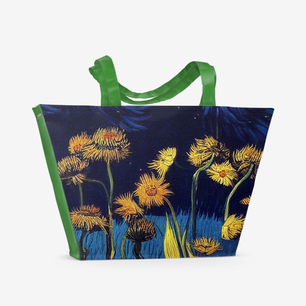 Пляжная сумка «Цветы под ночным небом»