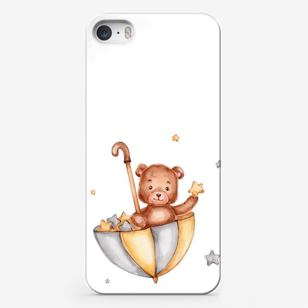 Чехол iPhone «Мишка в зонтике со звездами»