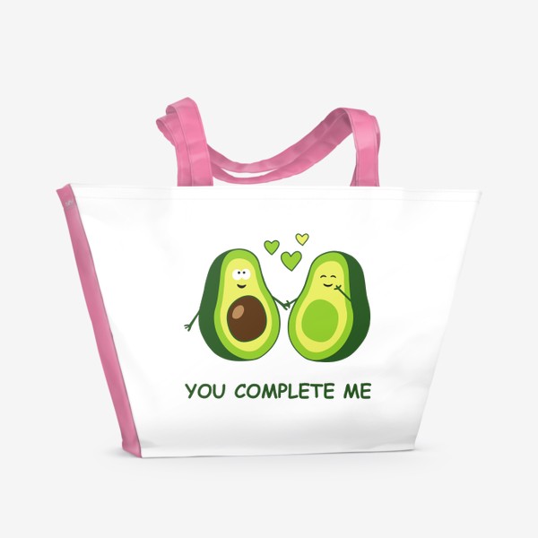 Пляжная сумка «Влюбленные авокадо. Милые авокадики»
