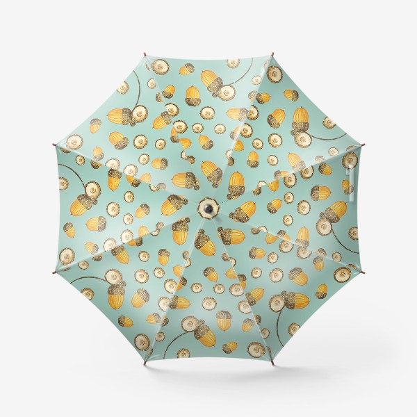 Зонт «Желуди акварельные на голубом фоне»