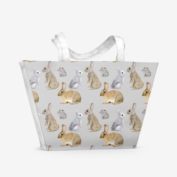 Пляжная сумка «Кролики и горошек »