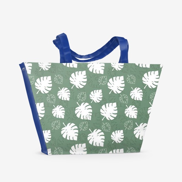 Пляжная сумка «Бесшовный принт с листьями монстеры.Монстера.»