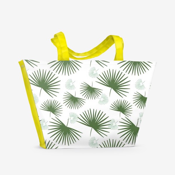 Пляжная сумка «Бесшовный принт с листьями пальмы.Листья пальмы.»