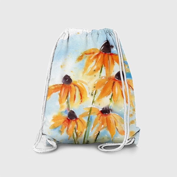 Рюкзак «Желтые осенние цветы. Скетч акварель»