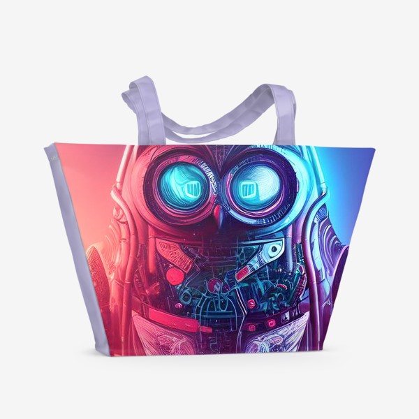Пляжная сумка «Сова в стиле киберпанк»