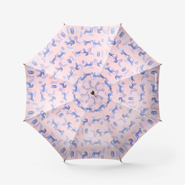 Зонт «Лавандовые тигры на розовом»