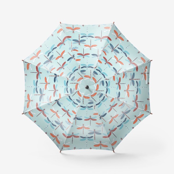 Зонт «разноцветные стрекозы на голубом фоне»