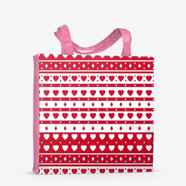 Сумка-шоппер «Паттерн с сердечками в этническом стиле. Романтичный принт для дня святого валентина.»