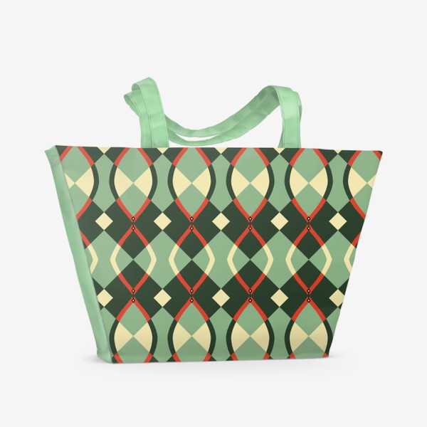 Пляжная сумка «Темно-зеленые ромбы»