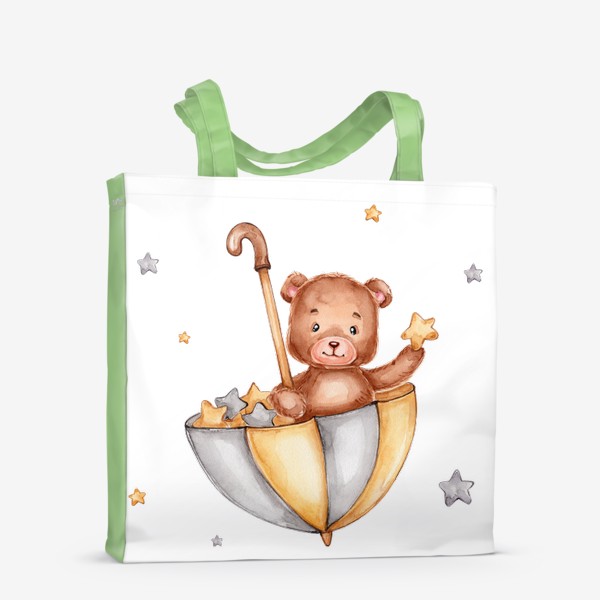 Сумка-шоппер «Мишка в зонтике со звездами»