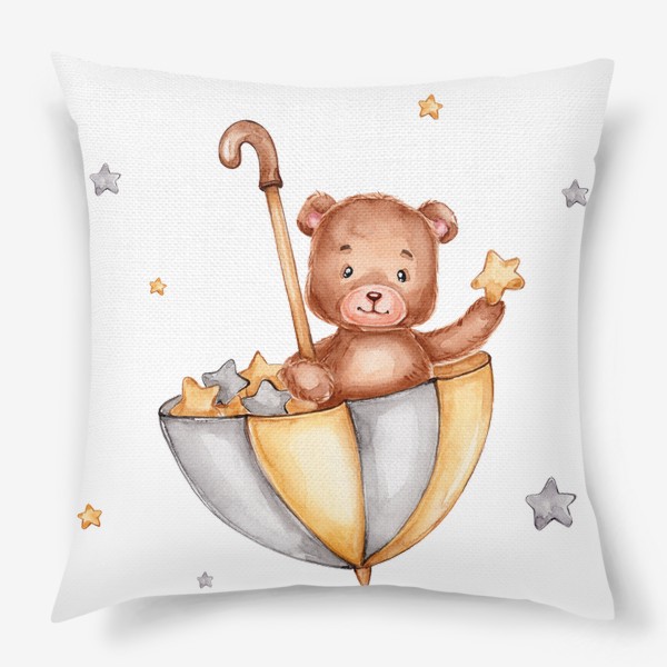 Подушка «Мишка в зонтике со звездами»