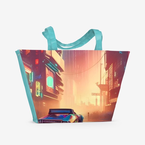 Пляжная сумка «Город будущего в стиле стимпанк»